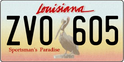 LA license plate ZVO605