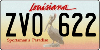 LA license plate ZVO622