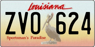 LA license plate ZVO624