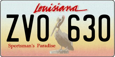 LA license plate ZVO630