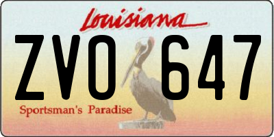 LA license plate ZVO647