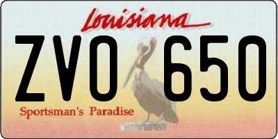 LA license plate ZVO650