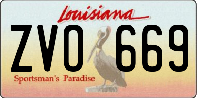 LA license plate ZVO669