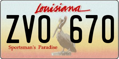 LA license plate ZVO670