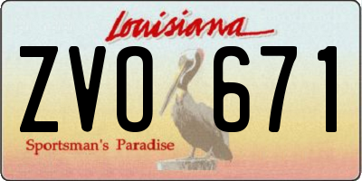 LA license plate ZVO671