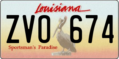 LA license plate ZVO674