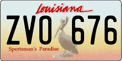 LA license plate ZVO676