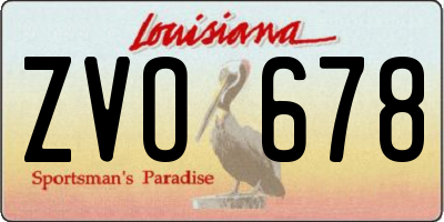 LA license plate ZVO678