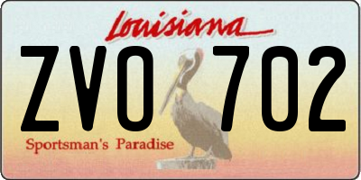 LA license plate ZVO702