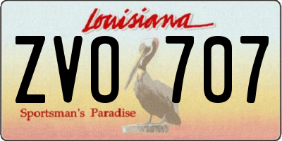 LA license plate ZVO707