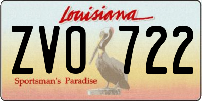LA license plate ZVO722