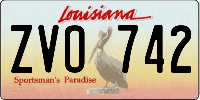 LA license plate ZVO742