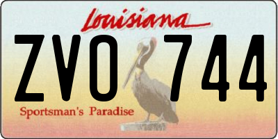 LA license plate ZVO744