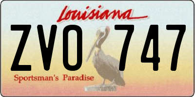 LA license plate ZVO747