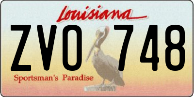 LA license plate ZVO748