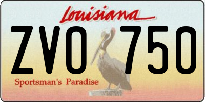 LA license plate ZVO750