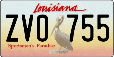 LA license plate ZVO755