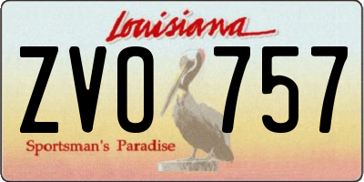 LA license plate ZVO757