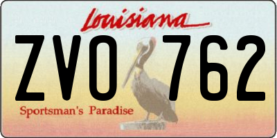 LA license plate ZVO762