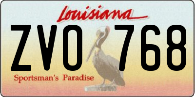 LA license plate ZVO768