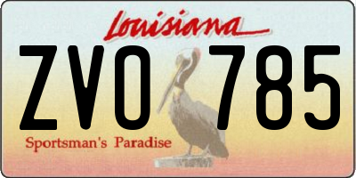 LA license plate ZVO785