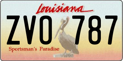 LA license plate ZVO787