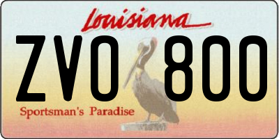 LA license plate ZVO800