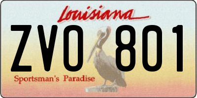 LA license plate ZVO801