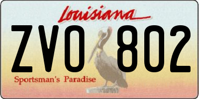 LA license plate ZVO802