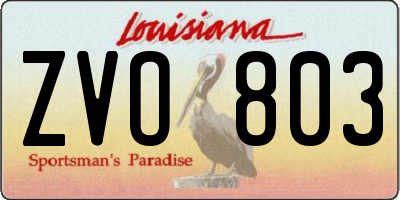 LA license plate ZVO803