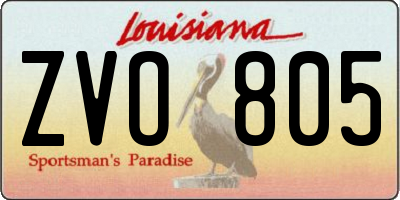 LA license plate ZVO805