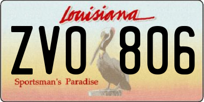 LA license plate ZVO806