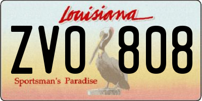 LA license plate ZVO808