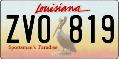 LA license plate ZVO819