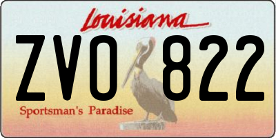 LA license plate ZVO822