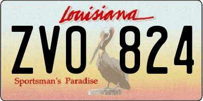 LA license plate ZVO824