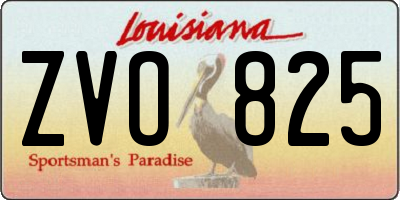 LA license plate ZVO825