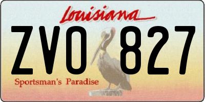 LA license plate ZVO827