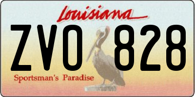 LA license plate ZVO828