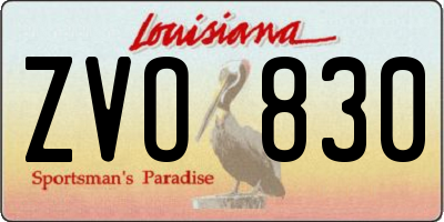 LA license plate ZVO830