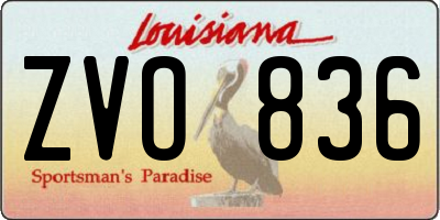 LA license plate ZVO836