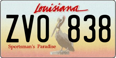 LA license plate ZVO838