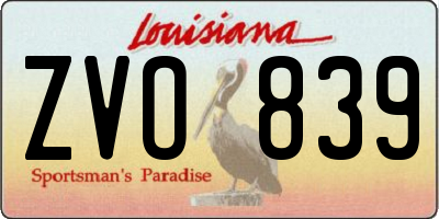 LA license plate ZVO839