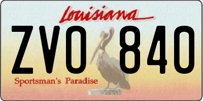 LA license plate ZVO840