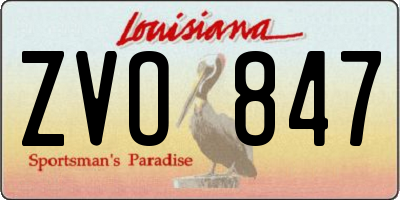 LA license plate ZVO847