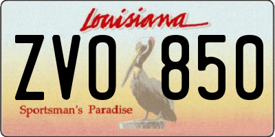 LA license plate ZVO850