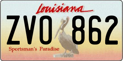 LA license plate ZVO862