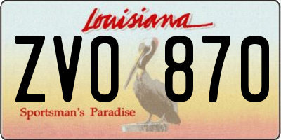 LA license plate ZVO870
