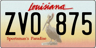 LA license plate ZVO875