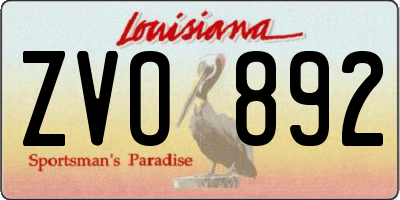 LA license plate ZVO892